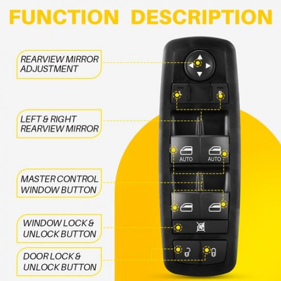 Front Left Black Window Switch Fit Jeep Cherokee 2014 2015 2016 2017 Plastic EXV