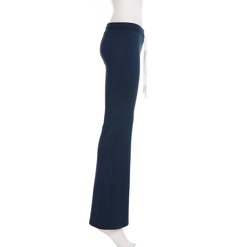 Pantalones de Moda de Tiro Bajo con Bloques de Color y Cordones - Casual y Cómodos