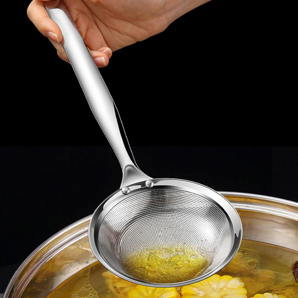 Oil Skimmer Ladle Fine Mesh 316 Stainless Steel Strainer for Removing Foam and Residue Home Kitchen Cooking Tool for Hot Pot Soup Frying