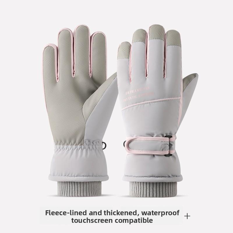 Motorcycle Winter Warm Snowboard Ski Gloves Unisex Non-Slip Touch Screen Waterproof Pu Leather Outdoor Cycling Fleece Snow Glove