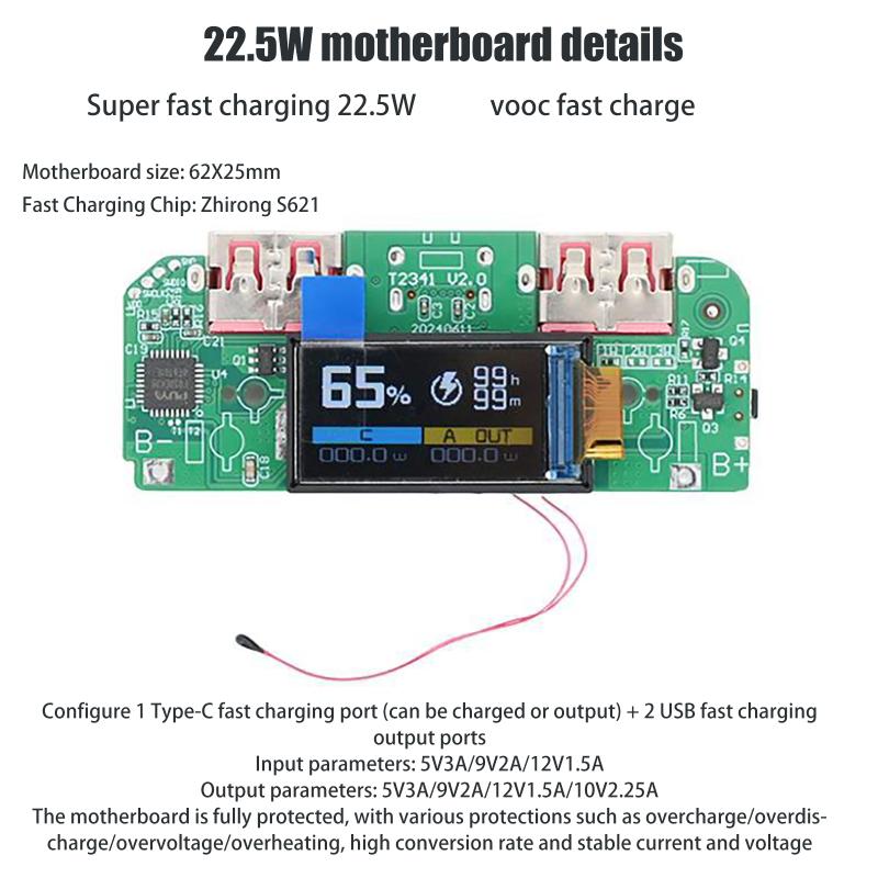 T-Farbdisplay Digitalanzeige Schnellladung Mobile Stromversorgung Hauptplatine DIY Powerbank Modul Schnelllade-Chip-Platine