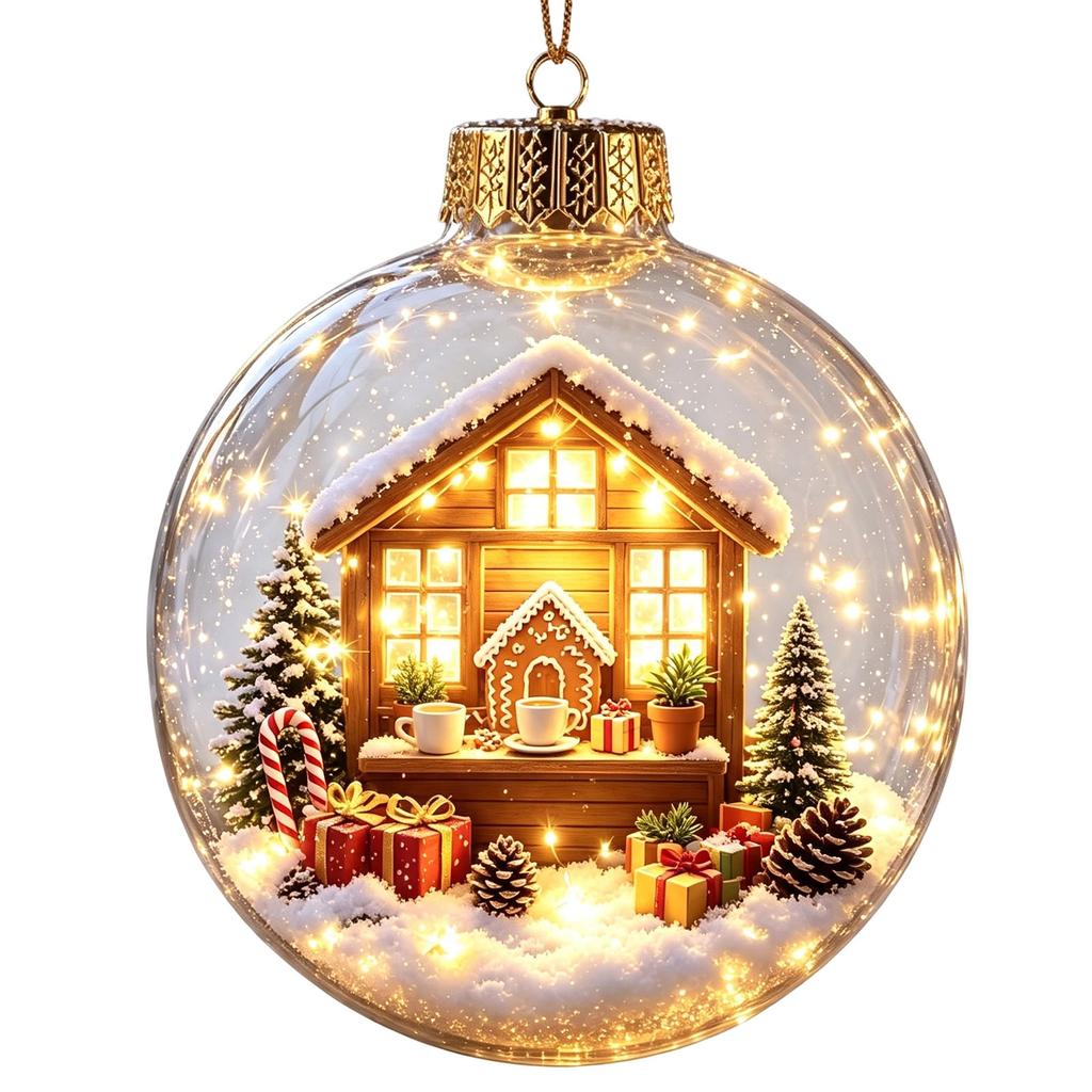 Transparent Light-Up Christmas Ornament Ball for Holiday Tree Decoration