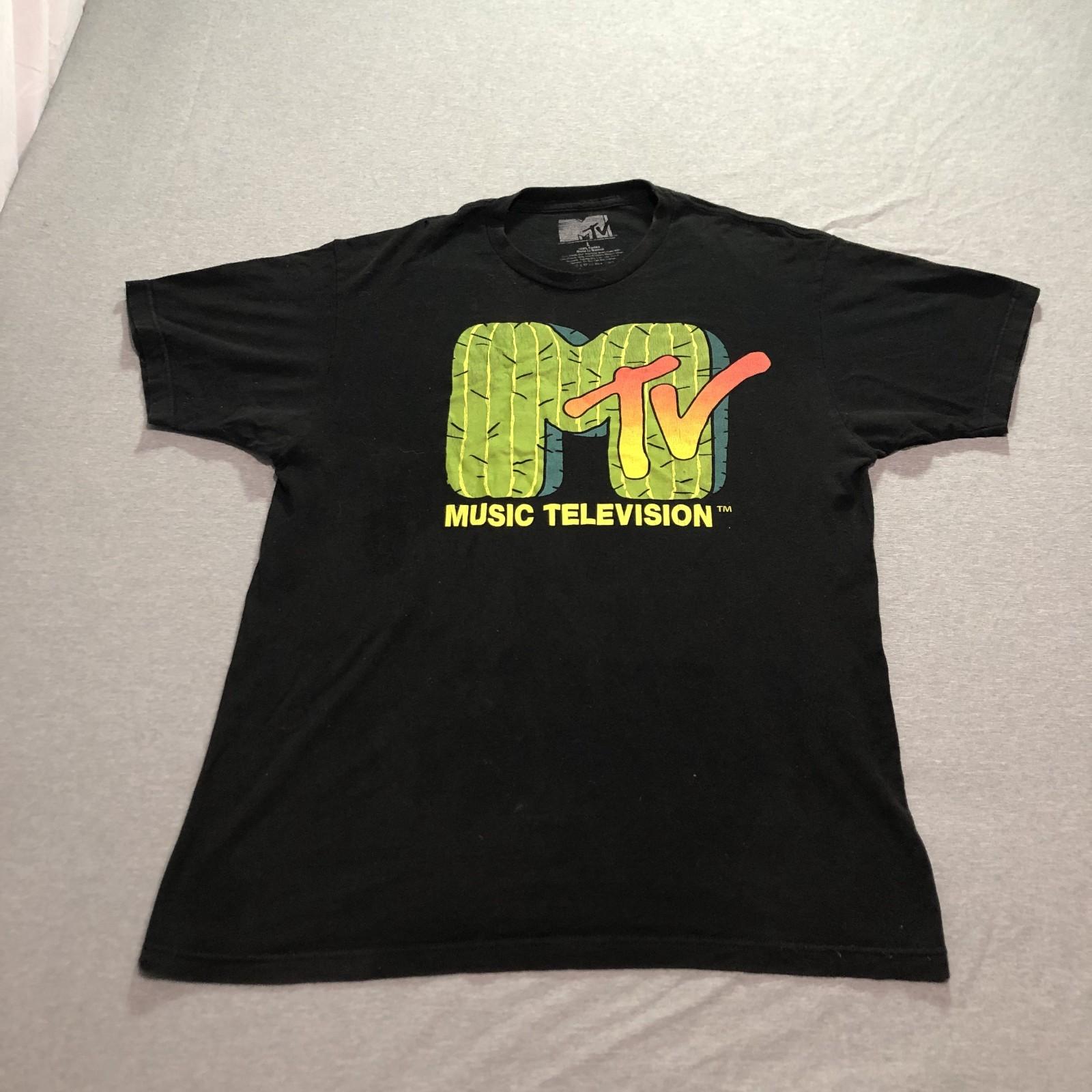 Mtv T Shirt Women s Large Graphic Print Logo Music Television Lounge Black Tee S