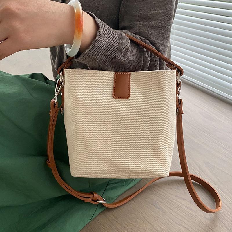 IELGY Ladies Bucket Messenger Bag Simple Atmospheric Canvas