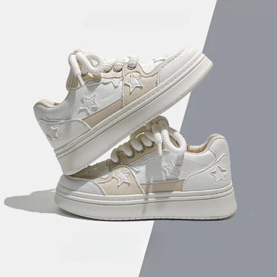 Fashion Casual Mixed Colors Women Sneakers Round Toe Lace-up Casual Height Increasing Students Running Vulcanize Platform Shoes