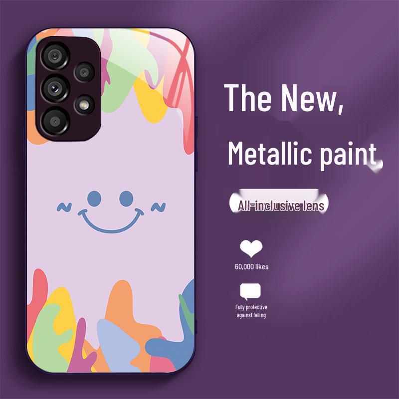 

Чехол из жидкого стекла с цветной радужной улыбкой | Совместим с Samsung S9, S10, S22pro, S30 | Универсальная конструкция с защитой от падения Samsung S25 Ultra