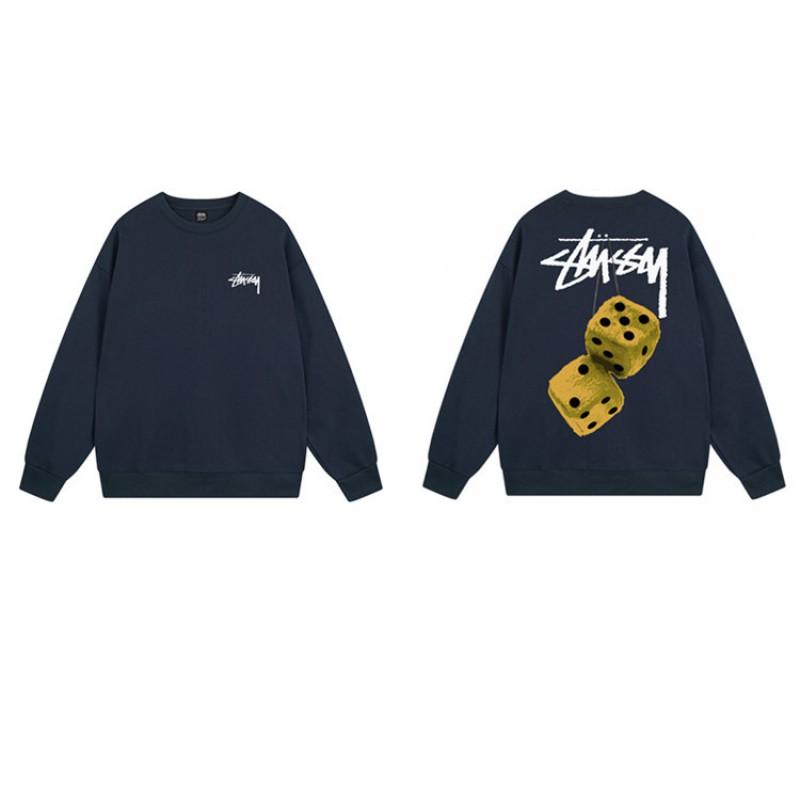 Unisex Oversized Crewneck Fleece-Lined Cotton Sweatshirt With Dice Letter Print Winter Casual Wear