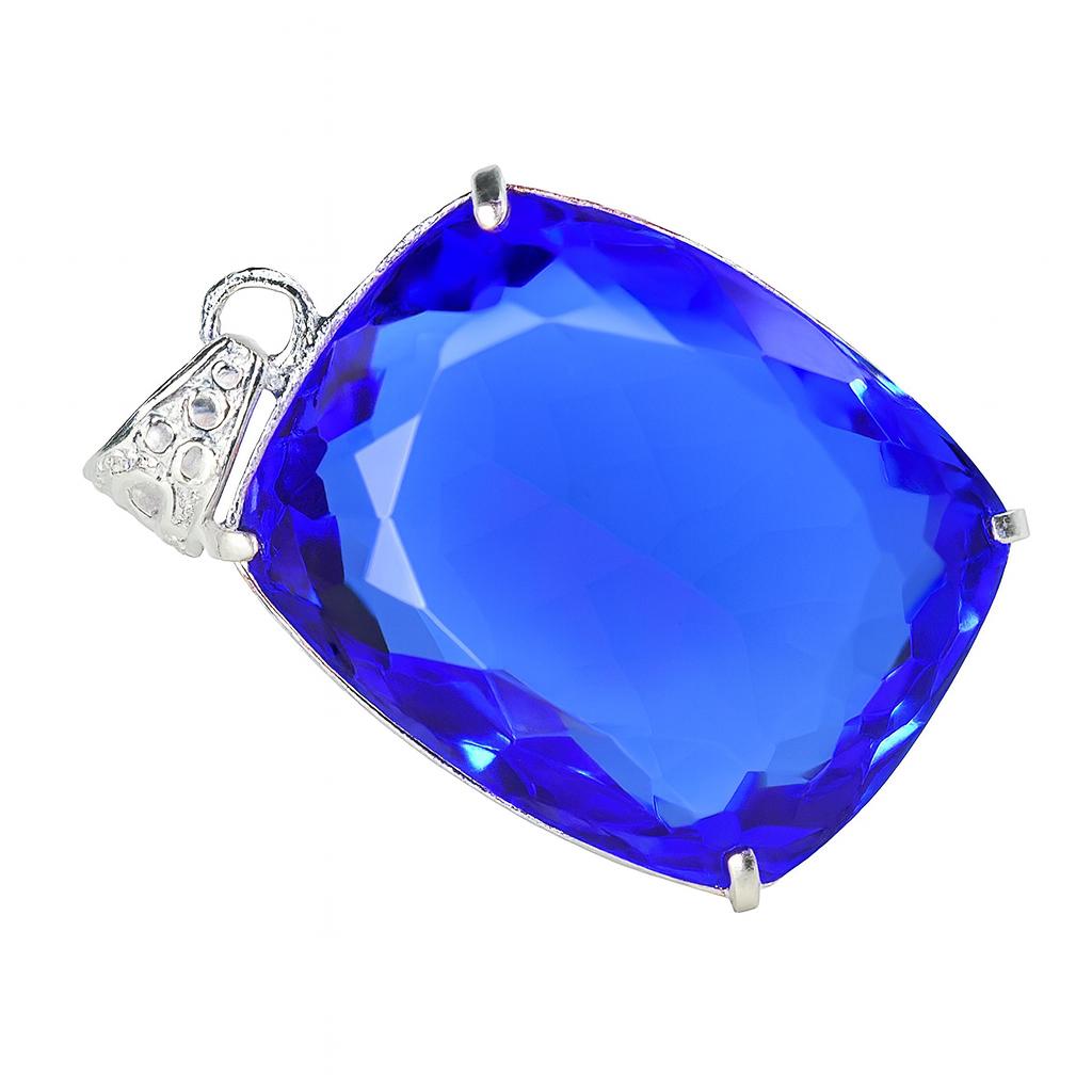 Top Quality 83.2 Ct CERTIFIED Blue Tanzanite 925 Sterling Silver Cushion Pendant AI-94-NS