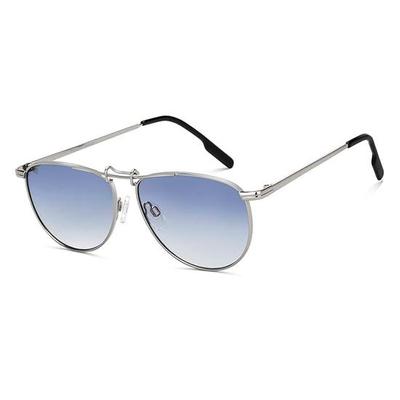 Vincent Chase By Lenskart | Silver Blue Full Rim Pilot | Economic Range | Branded Latest and Stylish Sunglasses | 100% UV Protected