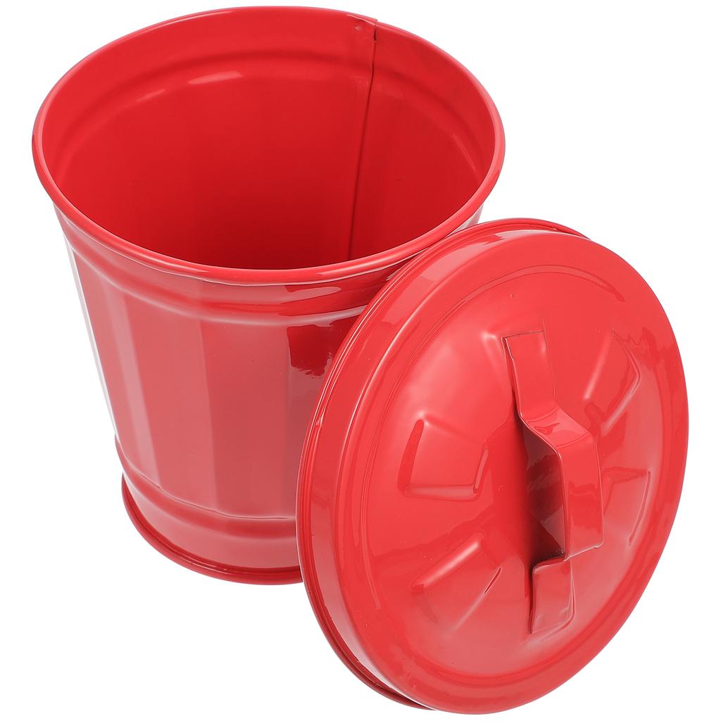 Car Trash Bin Can Garbage Outdoor Trashcan Debris Storage Flowerpot with Lid Disposable Red Mini Wastebasket Trash Office