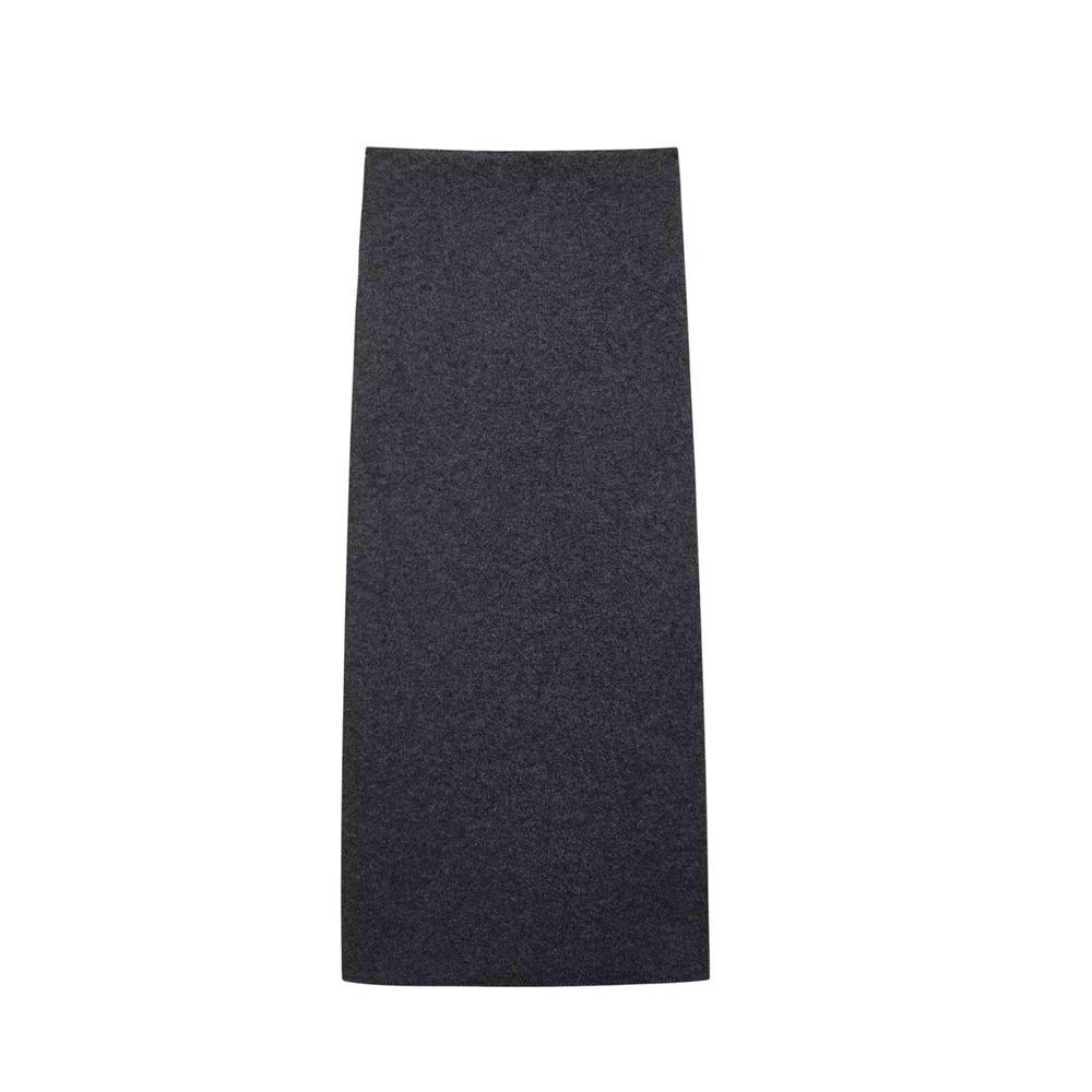 

Женская облегающая трикотажная юбка миди с разрезом на весну 2025 года M темно-серого