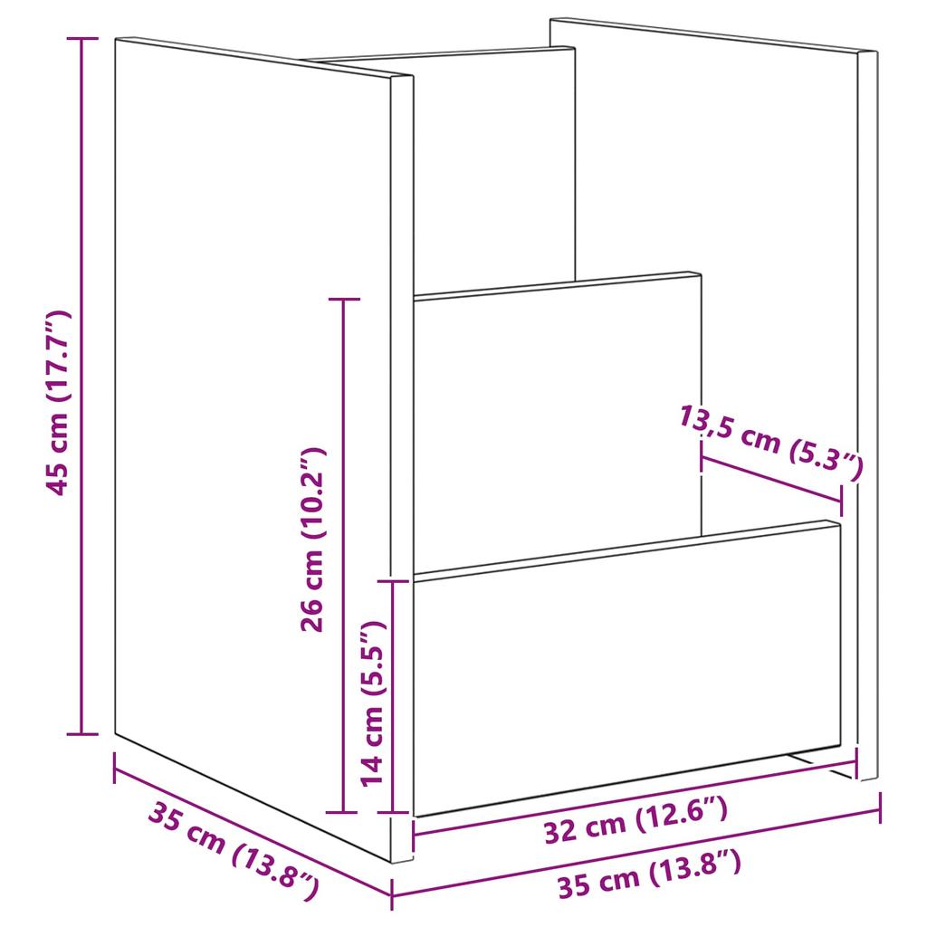 Magazine Rack with Shelf Reclaimed Wood Look 35 x 35 x 45 cm Wood Based Material