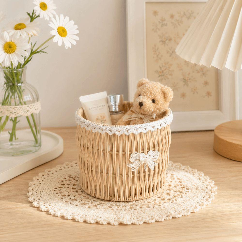4 Styles Rattan Flower Basket Decorative Picnic Weaving Basket Wedding