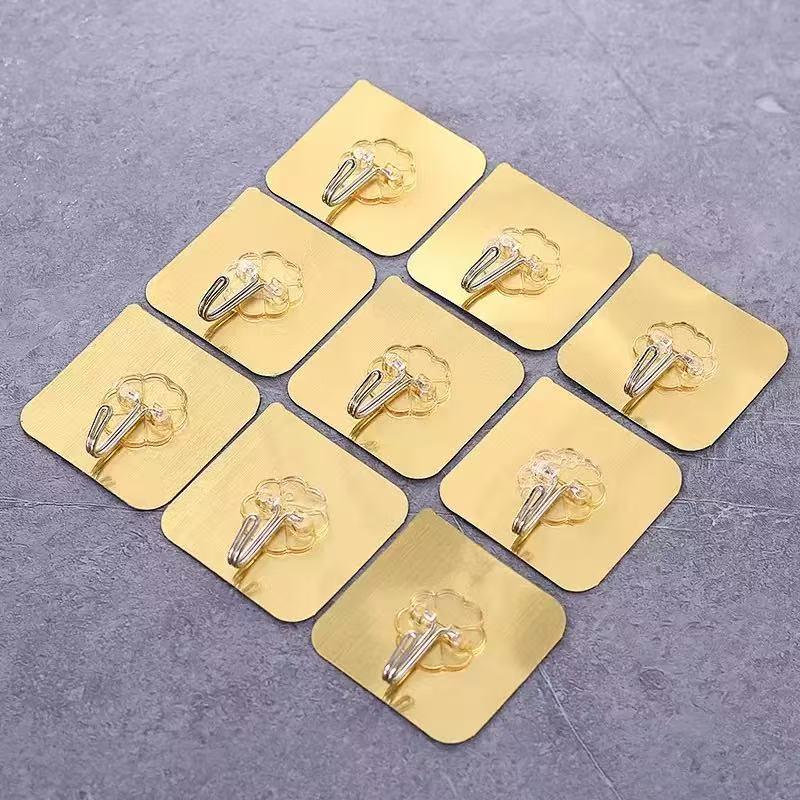 Clear No-Drill Adhesive Hooks: Strong, Traceless, Creative Wall Hooks for Kitchen & Bathroom