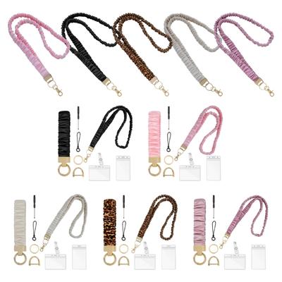 Multifunctional Retractable Scrunchie Lanyard With Keychain And Card Holders Perfect For Offices Work School And Travel