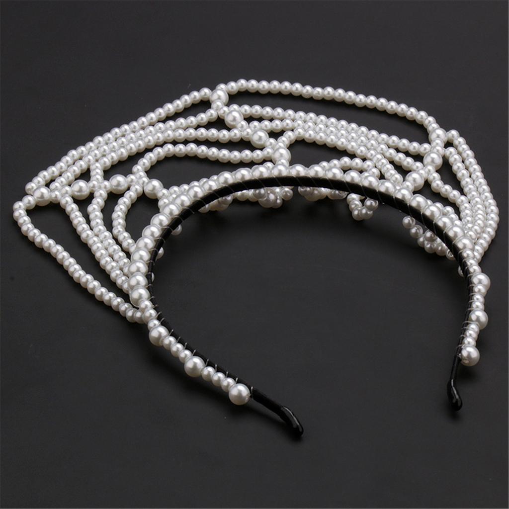 Lightweight Prom Event Headband Pearls Mesh Hair Accessory Fashionable Hair Decors For Parties And Ceremonies