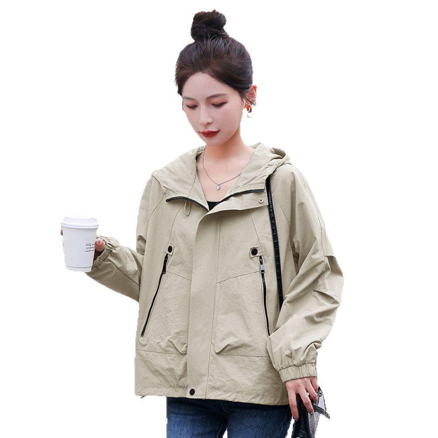Popular explosive short coat top women's spring and autumn new loose fashion casual hooded jacket