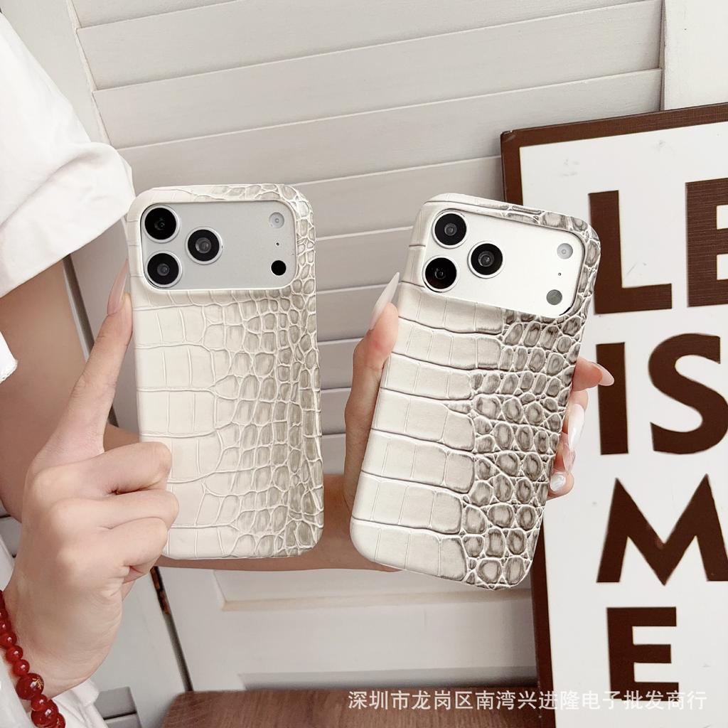 Applicable to iPhone16Pro mobile phone case Huawei P80 gradual change color crocodile pattern anti-drop protective case Mate70 leather case
