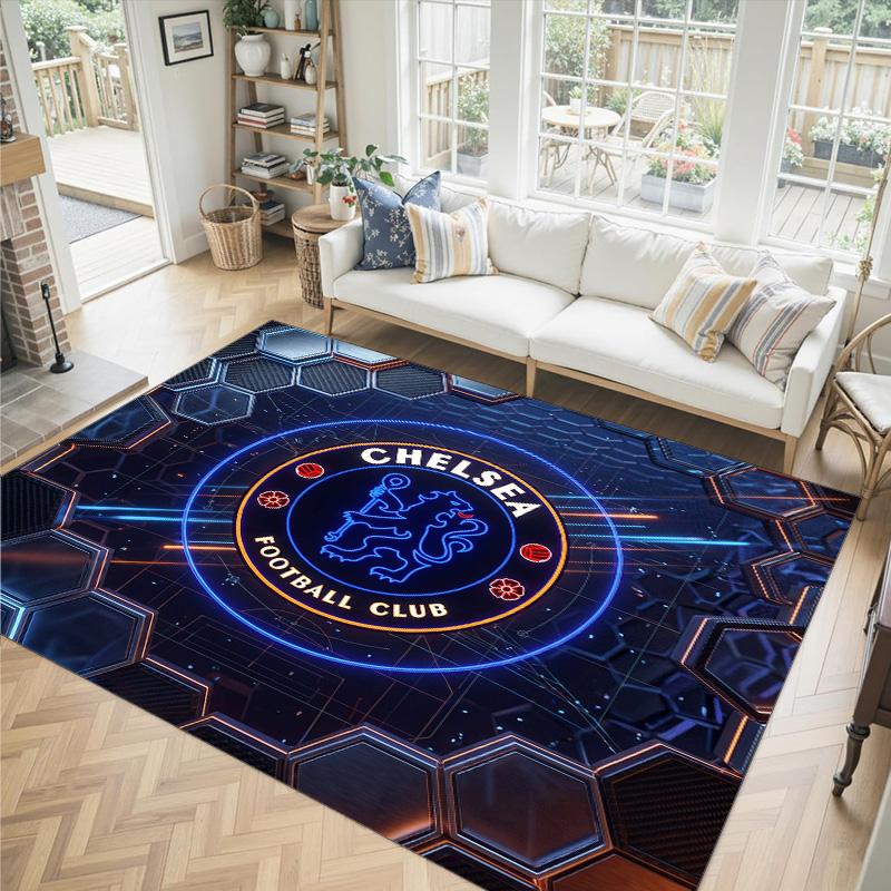 Tappeto in Velluto di Cristallo Design Chelsea FC Accogliente Non?Tappeto Stampato Antiscivolo per Camera da Letto Soggiorno Ingresso
