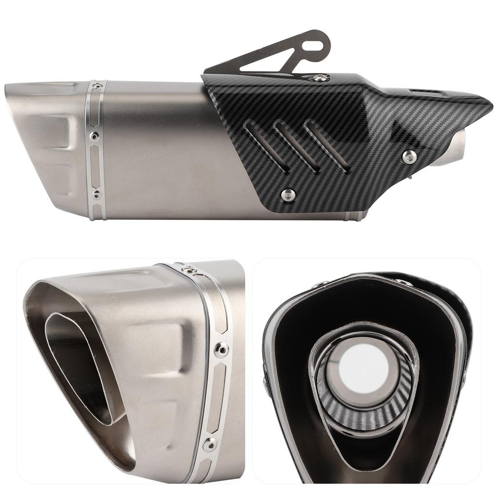 Motorcycle Exhaust Tip Rear Muffler Tailpipe Carbon Fiber Style Stainless Steel W Cover
