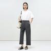 LESS 2025 Summer Straight-Leg Cropped Wool Commuter Pants