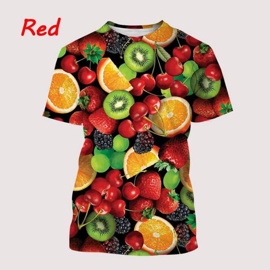 3D Printed Strawberry Orange Kiwi T-Shirt For Men Fruit Pattern Tees Casual Loose Round Neck Short Sleeve T Shirts Kids Tops