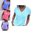 Stylish Women V-neck T-shirt Casual Loose Star Summer Shirts Solid Short Sleeve Perfect For Outdoor Activities
