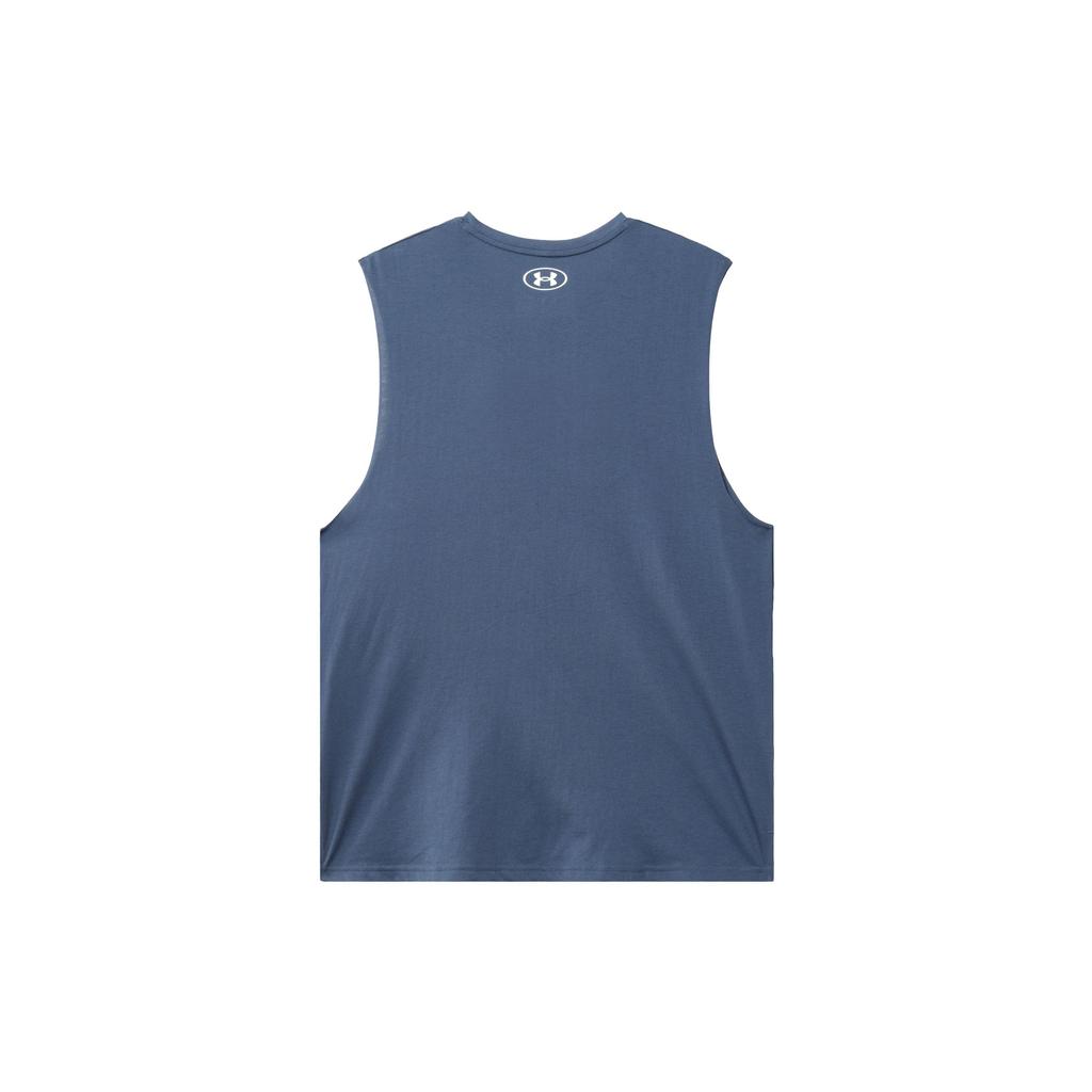 Under Armour Project Rock Show Your Work Potisk písmen Kulatý výstřih Tréninková bezrukávová vesta Pánské vesty Downpour-Gray 1385939-044