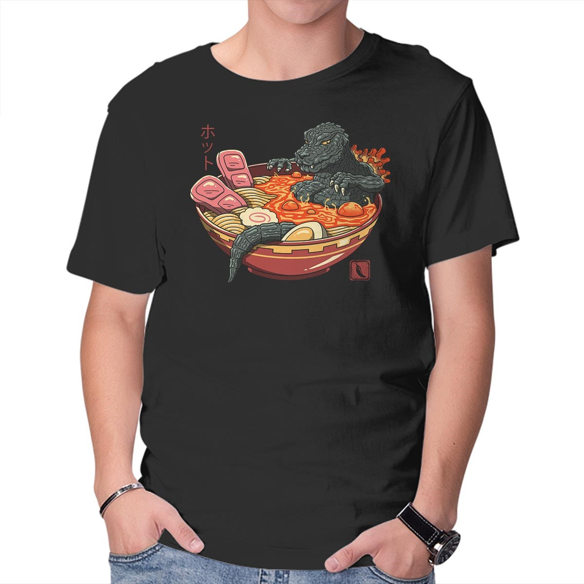 Unisex Crew Neck T-Shirt Spicy Lava Ramen King Graphic Short Sleeve Casual Tee L