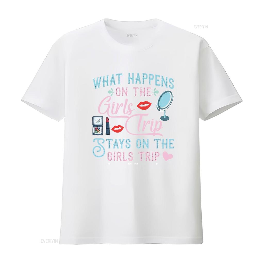 What Happens On The Girls Trip Stays Funny Vacation T Shirt Vintage Washed Unisex Slightly Comfortable Versatile Casual
