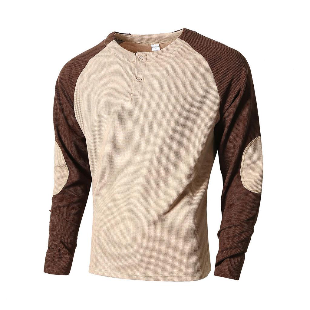 Men'S Fashion Stand Up Collar Solid Color Shirt Casual Long Sleeved Top
