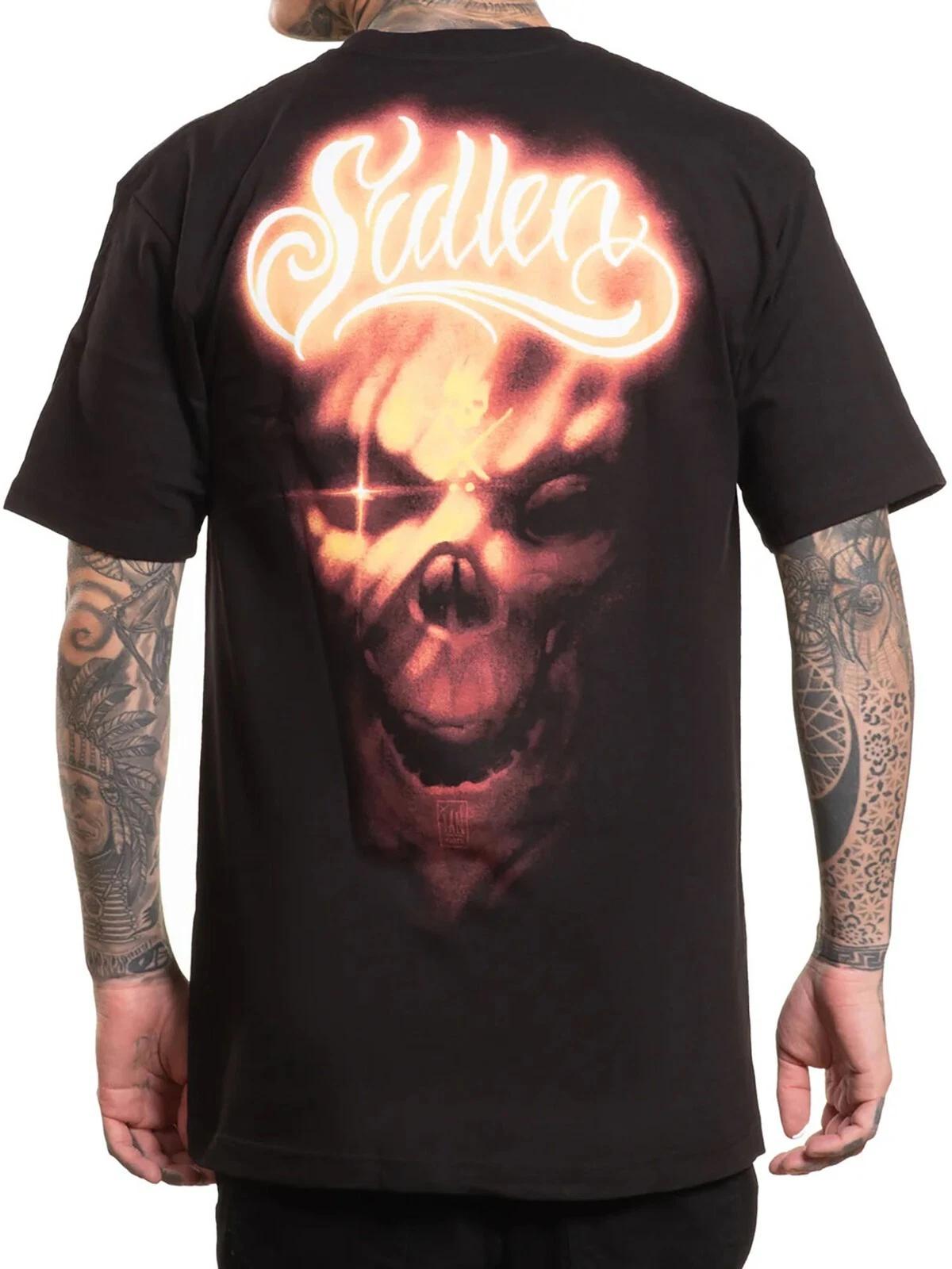 

Sullen Men s Apparition Short Sleeve Standard T-shirt Halloween Tattoo Style Tee 2XL
