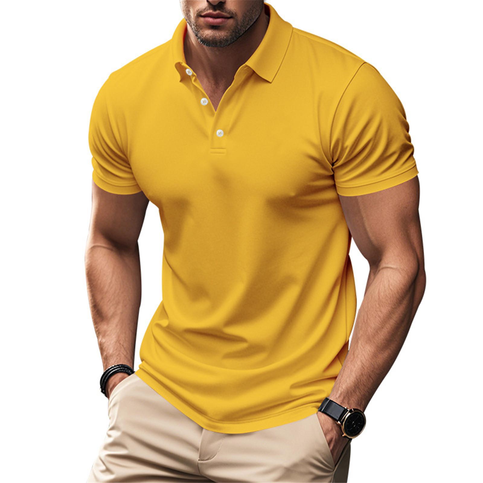 

Мужская летняя дышащая рубашка с короткими рукавами и культурой отдыха XL жёлтый