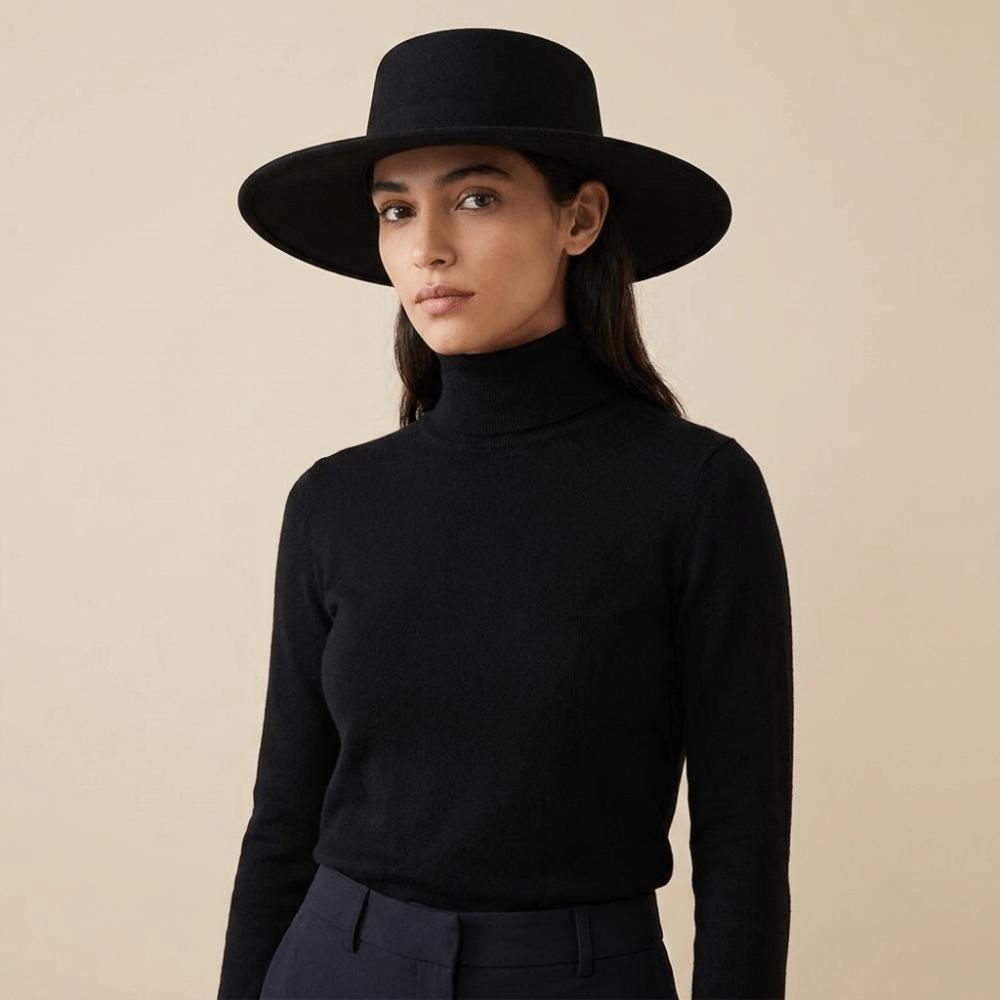 British Style Wide Brim Felt Hat Solid Color Women Jazz Hat Elegant Hepburn Style Bucket Hat Bride