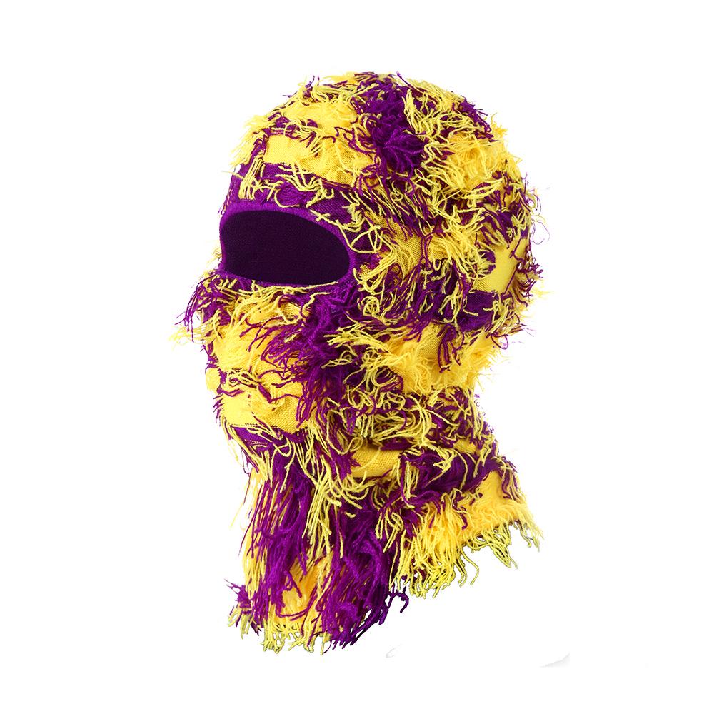 Single-Hole Knitted Prank Mask: Acrylic Yarn Balaclava for Outdoor Warmth