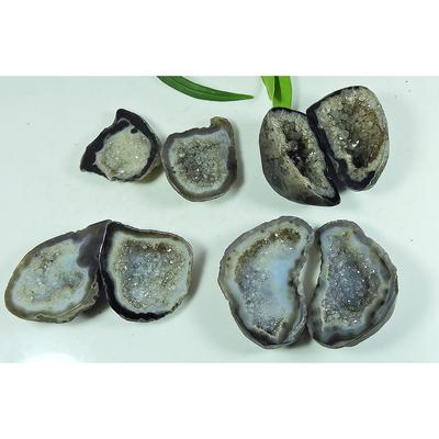 25-39 Mm Dyed Black Slice Druzy Bowl Matched Pair Loose Gemstone 4 Pair Lot SY-181