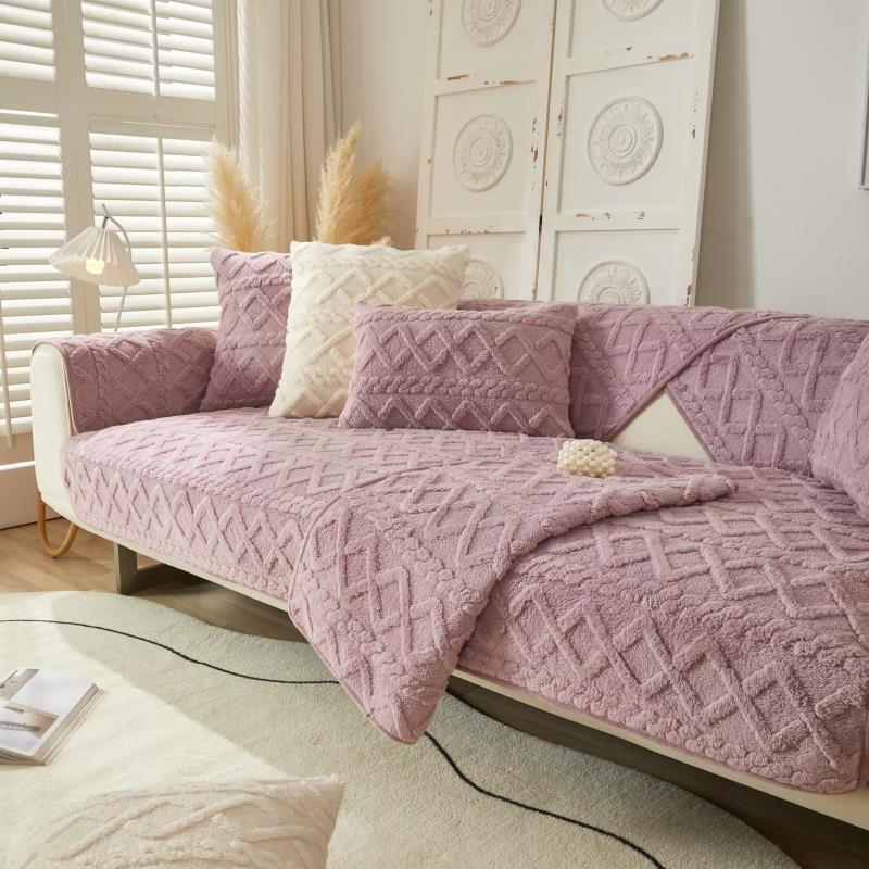 Plush Sofa Cushion Winter Non-slip Seat Cushion Thickened Warm Sofa Cover Simple Modern Winter Sofa Towel