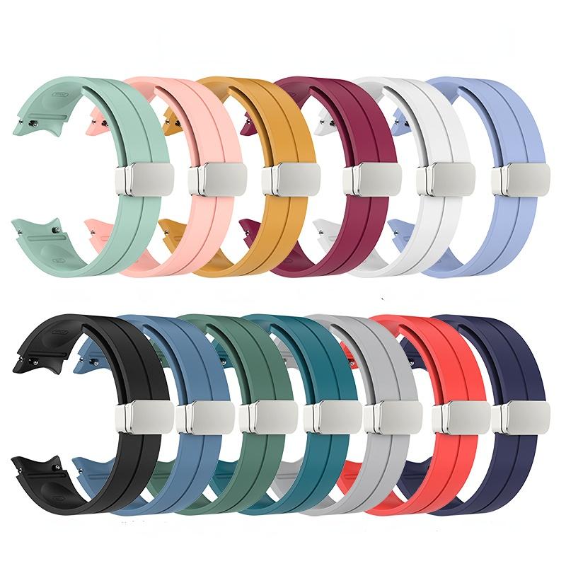 Original Silicone Band for Samsung Watch 4/5 Pro 40mm 44mm 45mm Strap Magnetic Folding Buckle for Galaxy Watch 4 Classic 42 46mm Accessories