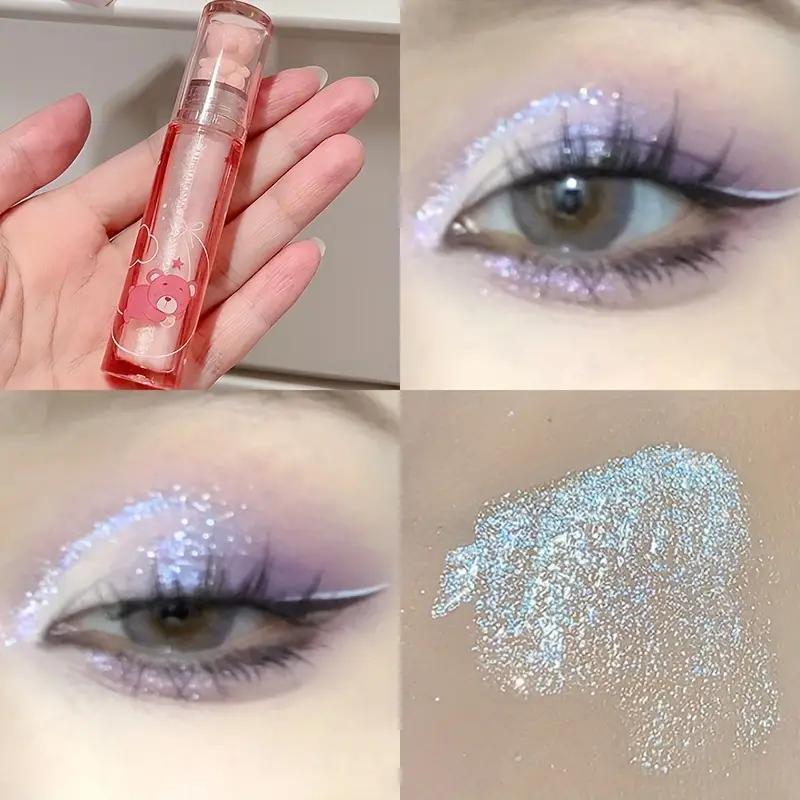 Pearly Glitter Liquid Eyeshadow Stick Long-lasting Lustrous Dewy Finish Light Pink Coral Shade Brightening Skin Tone Face Highlighter Stick