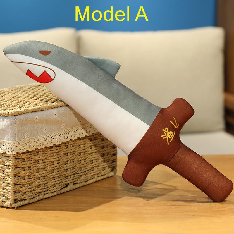 New Product Shark Sword Shark Dagger Funny Homophonic Doll Cute PlushToys For Girls Pillow Children's Sword Toys 45CM