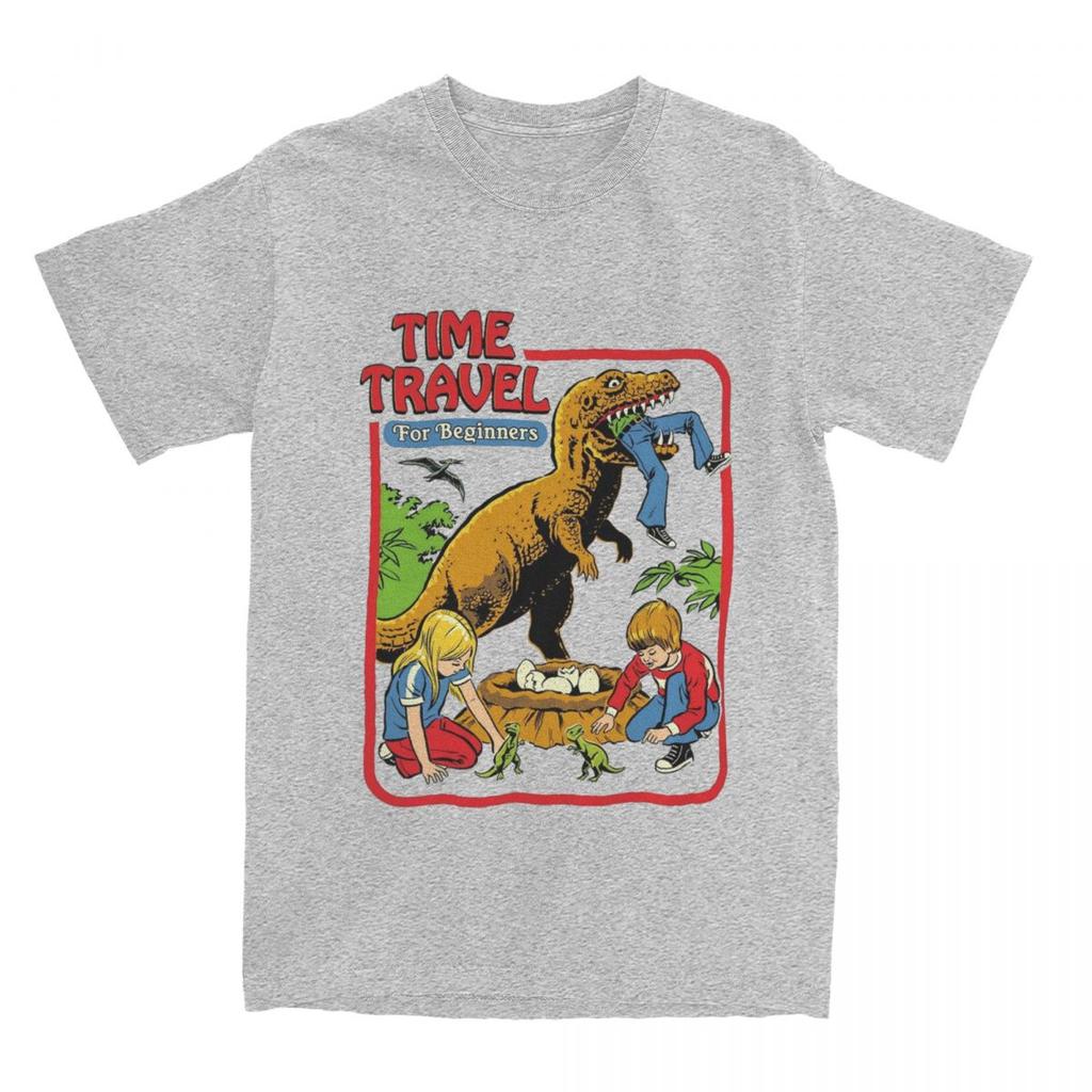 Herren Damen Zeitreise 80er 70er Dinosaurier T-Shirts Merch Schwarzer Humor Reine Baumwolle T-Shirt Kleidung Lustiges T-Shirt Bedruckt