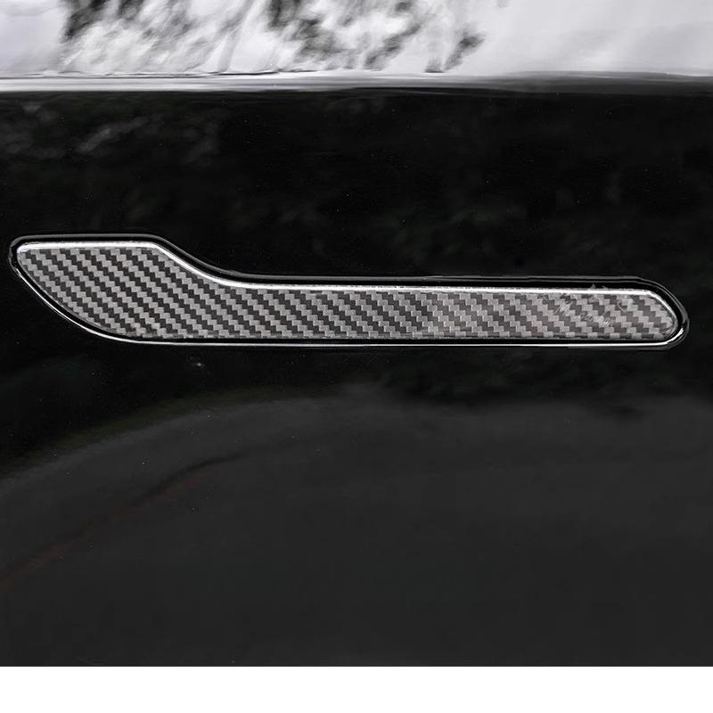For Tesla Model 3/Y Real Dry Carbon Fiber Door Handle Sticker Renewed Handle Interior Accesorios Para Auto Car Accessories Tools
