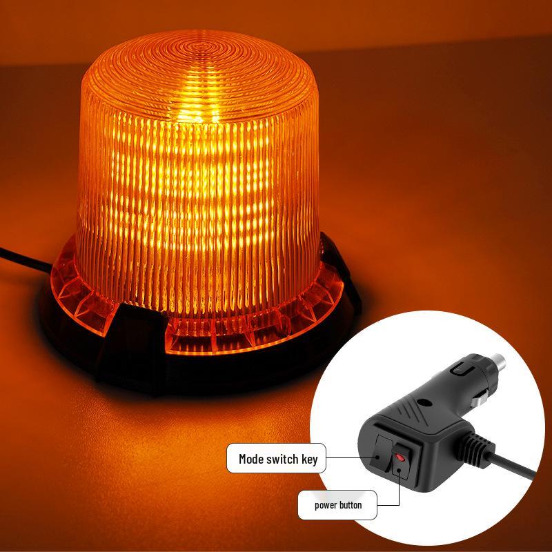 LED Warning Strobe Light: Round, Magnetic Mount, Car Charger, Ideal for Forklifts & School Bus Traffic Safety