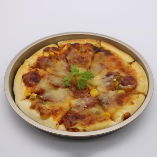 Kulatá nepřilnavá pánev pro pizzu z uhlíkové oceli podnos pro domácí pečení