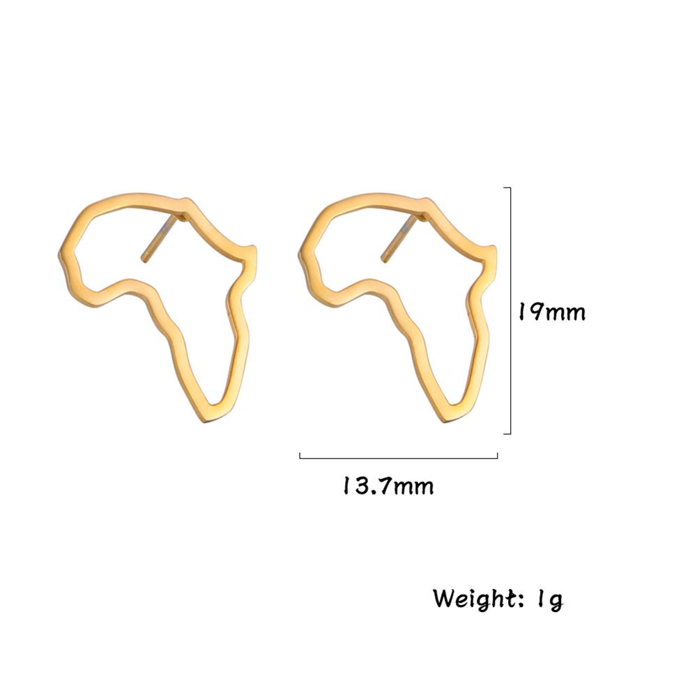 My Shape Mini Afrika Herz Ohrstecker für Damen Mädchen Goldfarbe Edelstahl Hohl Afrikakarte Stecker Ohrring Modeschmuck