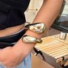 Wide Chunky Waterdrop Spring Bangles for Women Gold copper Color Open Cuff Thick Irregular Twisted Bangle Bracelet Jewelry