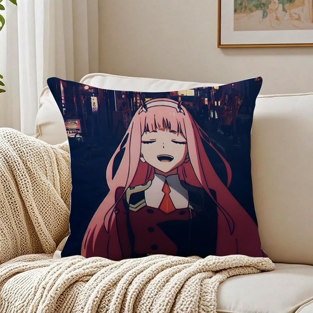 Anime Mecha 02 zero two DDARLING in the FFRANXX Cushion Cover Pillowcase Antidustmite living Room Sofa Decor Cushion Room