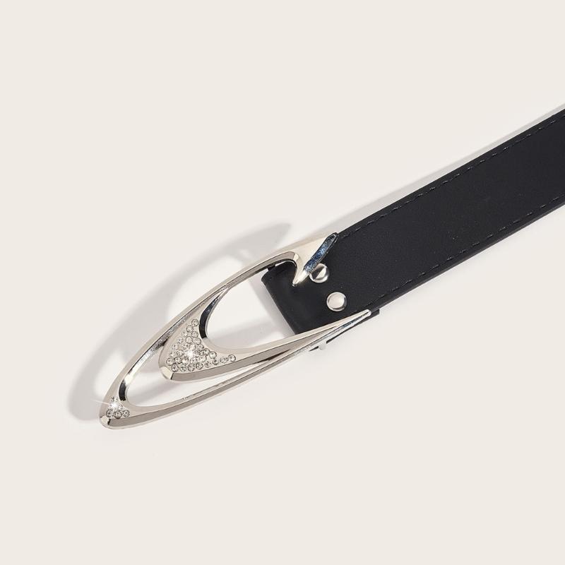 Punk PU Taillengürtel für Jeans Rock and Roll Hip Hop Nietengürtel Taillenband Glitzernde Schnalle mit Inkrustierten Strasssteinen