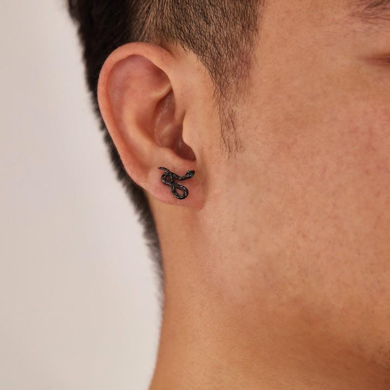 Creative Earrings Men's Stainless Steel Personality Hip-hop Punk Style Snake Shaped Titanium Wholesale