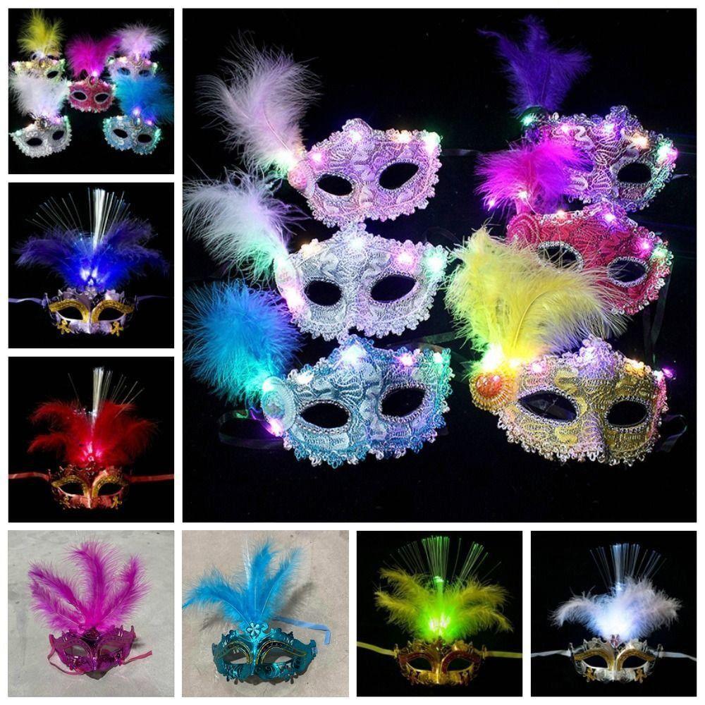 Partyzubehör Feder Schmetterlingsmaske Leuchtende Venezianische Masken Valentinstag